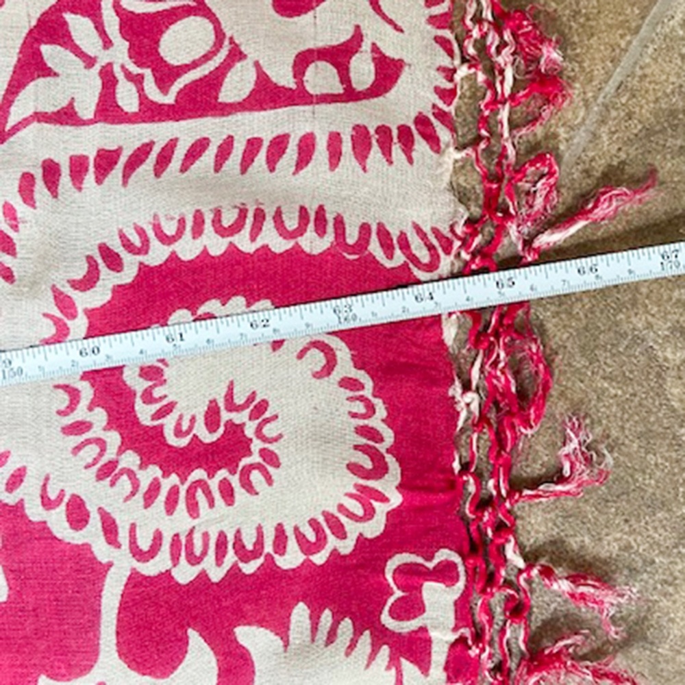 Pink and Cream Paisley Crinkle Scarf - Shawl - Picture 7 of 8